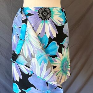 Sunny Leigh 8 Silk Paisley Skirt Blue White Y2K Boho Lined Pencil Skirt 100%Silk